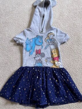 Disney 100 Girl’s Hooded Dress Small 6 6X Ears Tulle Princess Minnie Winnie